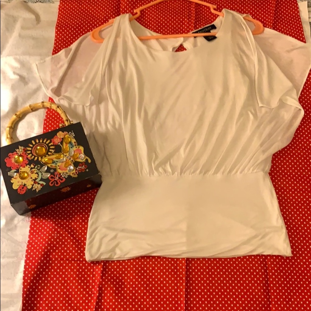 White House Black Market white top fitted waist XS
